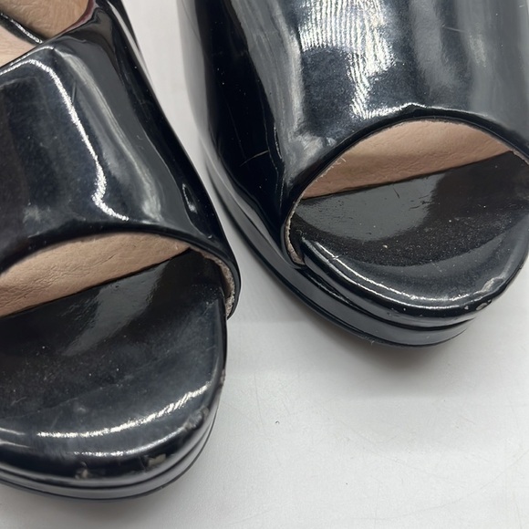 Kenneth Cole Giselle Peep Toe Black Patent Leather Stiletto Heels Sz 9. BHE0942B - Picture 12 of 13